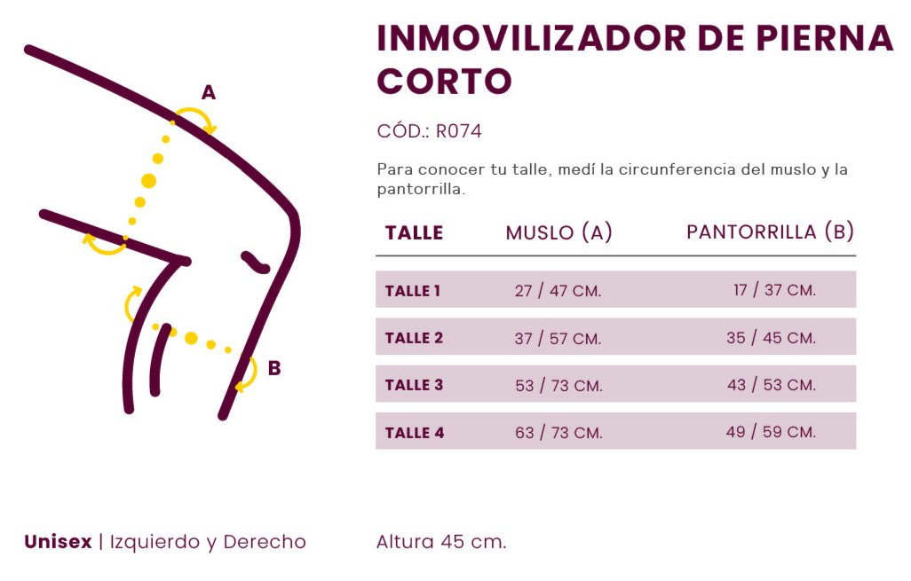 "Descubre el inmovilizador de pierna corto, ideal para la estabilización y protección de lesiones en la pierna. Ligero, cómodo y fácil de usar, brinda soporte en casos de fracturas, esguinces o recuperaciones postquirúrgicas."