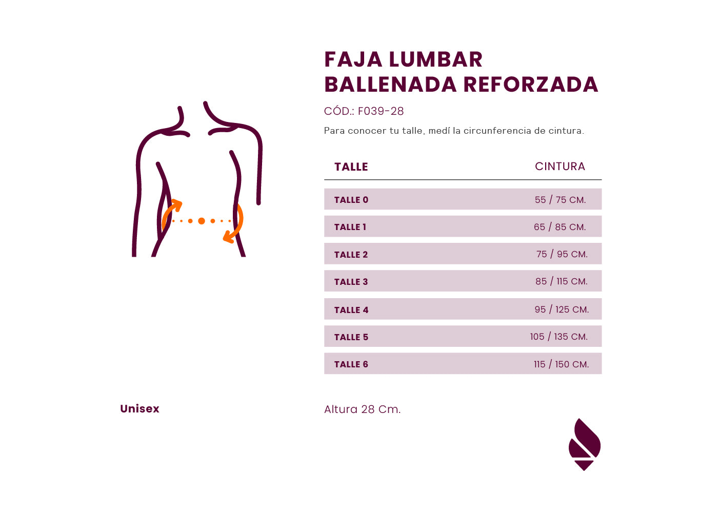 Faja lumbar de 28 cm con ballenas, diseñada para brindar soporte y aliviar el dolor en la zona baja de la espalda. Ideal para la prevención de lesiones, mejora la postura y proporciona comodidad durante el día. Perfecta para actividades físicas y para quienes pasan mucho tiempo de pie.