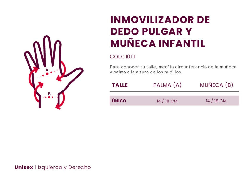 "Inmovilizador de muñeca y pulgar infantil de neopreno, diseñado para brindar soporte y estabilidad a las muñecas y pulgares en crecimiento. Ideal para tratar esguinces, lesiones y molestias, proporcionando comodidad y protección durante la recuperación. Ajustable, transpirable y fácil de usar, adecuado para niños."