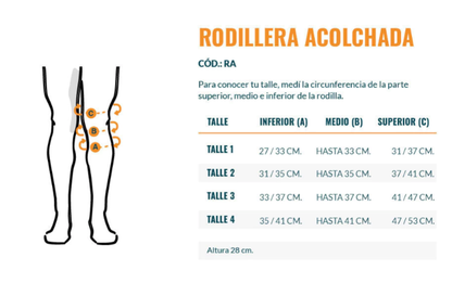 Una **rodillera acolchonada** es un dispositivo de protección diseñado para ofrecer soporte y confort a la rodilla durante actividades deportivas o de alto impacto. Su diseño acolchado ayuda a reducir el riesgo de lesiones al proporcionar amortiguación y estabilización.